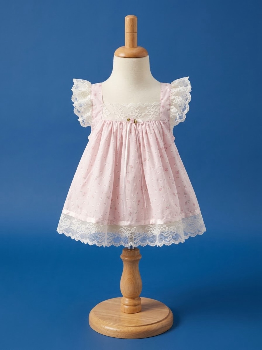 Pink Lace-Trimmed Girls' Summer Dress